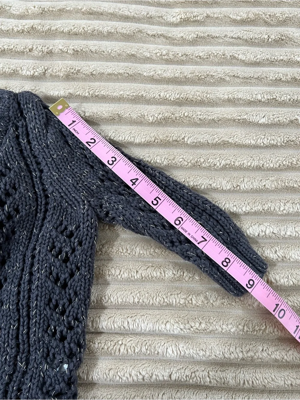 Carter’s Baby Girl Metallic Cable Knit Cardigan Sweater - Charcoal Gray - 6M